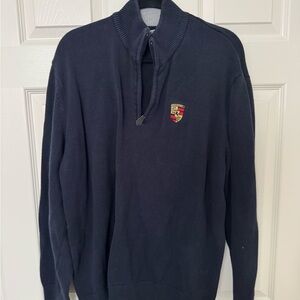 Porsche 1/4 zip Navy Blue Men's Sweater